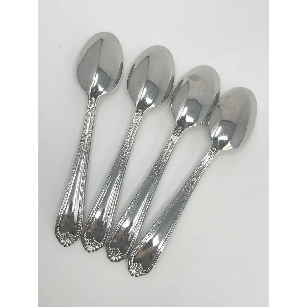 Lenox BEAD Stainless 18/10 Glossy Dinner Soup Spoon 7” Set Of 4 Replacement